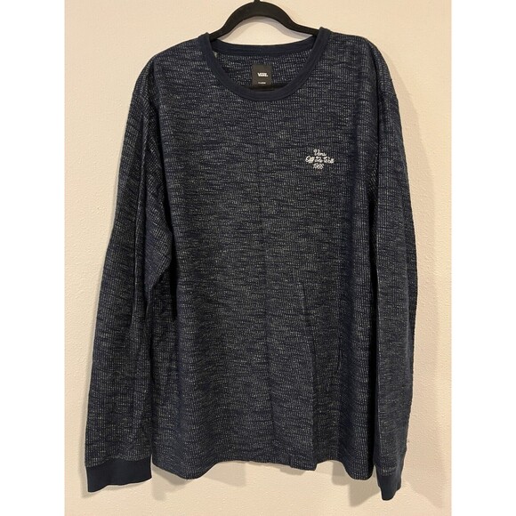 Vans Shirt Mens XLarge Blue Long Sleeve Crewneck Thermal Y2K Grunge Skater 2000s - Picture 1 of 13